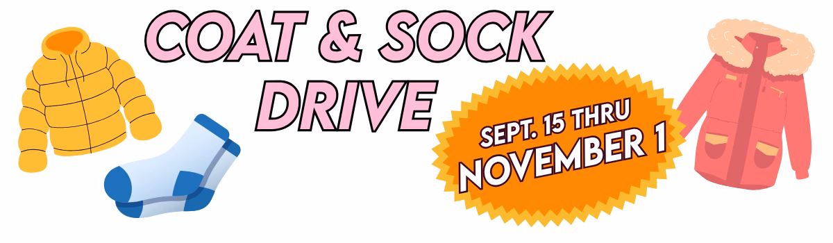 Coat and sock drive Website banner